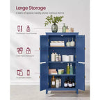 Meuble de rangement de salle de bain avec 4 portes et étagères réglables, unité de rangement autoportante, 30 x 60 x 110 cm