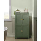 Bathroom Floor Storage Cabinet with 4 Doors & Adjustable Shelves, Freestanding Storage Unit, 11.8 x 23.6 x 43.3 Inches