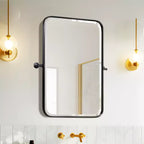 Miroir de salle de bain mural pivotant Dovelina à cadre métallique rectangulaire