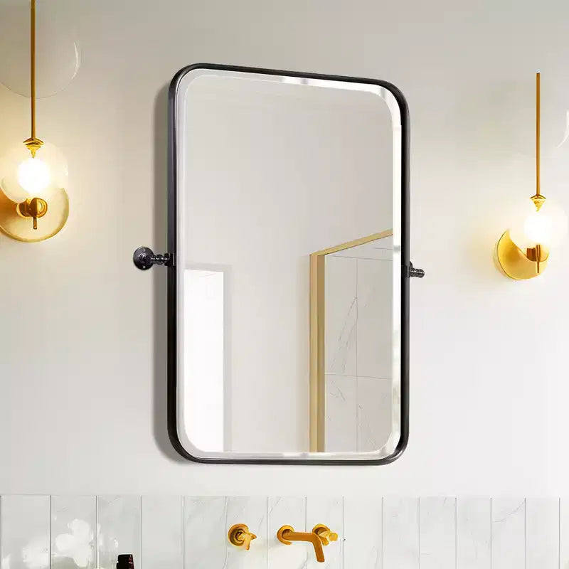 Miroir de salle de bain mural pivotant Dovelina à cadre métallique rectangulaire