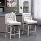 Lot de 2 tabourets de bar HOMCOM hauteur comptoir, tabouret d'îlot de cuisine pivotant à 180 degrés, hauteur d'assise 68,5 cm avec repose-pieds en bois et design capitonné