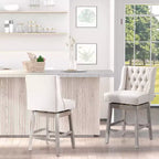 Lot de 2 tabourets de bar HOMCOM hauteur comptoir, tabouret d'îlot de cuisine pivotant à 180 degrés, hauteur d'assise 68,5 cm avec repose-pieds en bois et design capitonné