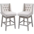 Lot de 2 tabourets de bar HOMCOM hauteur comptoir, tabouret d'îlot de cuisine pivotant à 180 degrés, hauteur d'assise 68,5 cm avec repose-pieds en bois et design capitonné