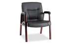 Alera Alera Madaris Series Bonded Leather Guest Chair with Wood Trim Legs, 25.39 x 25.98 x 35.62, Black Seat/Back, Mahogany Base