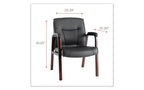 Fauteuil d'invité Alera Alera Madaris Series en cuir reconstitué avec pieds à garniture en bois, 25,39 x 25,98 x 35,62, assise/dossier noirs, base acajou