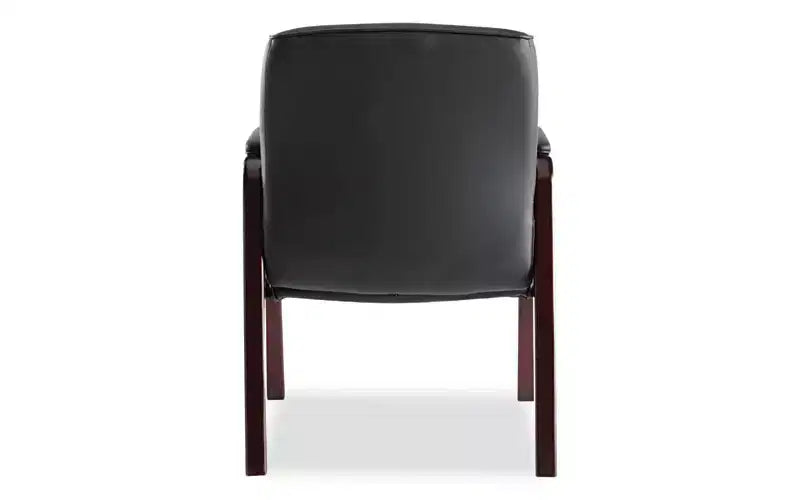 Fauteuil d'invité Alera Alera Madaris Series en cuir reconstitué avec pieds à garniture en bois, 25,39 x 25,98 x 35,62, assise/dossier noirs, base acajou