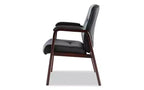 Fauteuil d'invité Alera Alera Madaris Series en cuir reconstitué avec pieds à garniture en bois, 25,39 x 25,98 x 35,62, assise/dossier noirs, base acajou