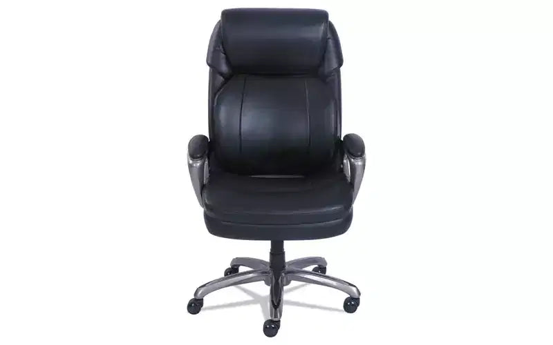 Fauteuil de bureau SertaPedic Cosset, grand et large, supporte jusqu'à 181 kg, hauteur d'assise de 48 à 56 cm, assise/dossier noir, piétement gris ardoise
