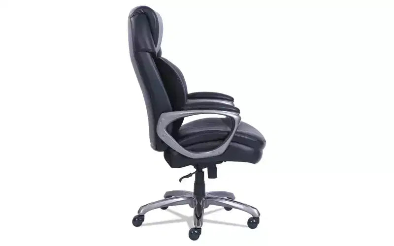 Fauteuil de bureau SertaPedic Cosset, grand et large, supporte jusqu'à 181 kg, hauteur d'assise de 48 à 56 cm, assise/dossier noir, piétement gris ardoise