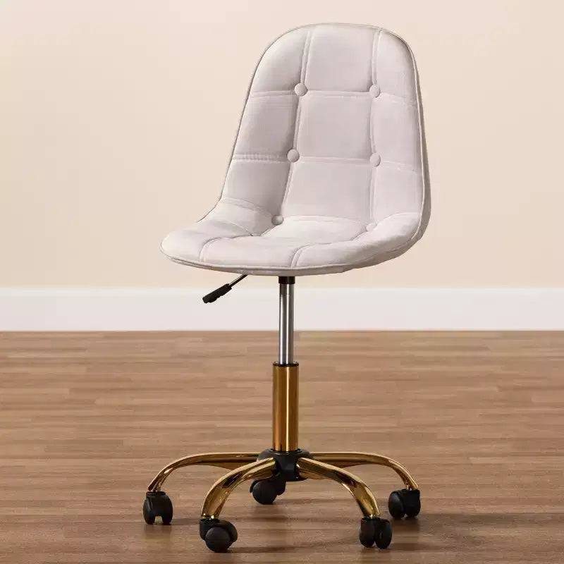 Chaise de bureau pivotante Baxton Studio Kabira contemporaine, glamour et luxueuse en tissu velours et métal