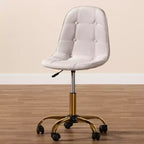 Chaise de bureau pivotante Baxton Studio Kabira contemporaine, glamour et luxueuse en tissu velours et métal