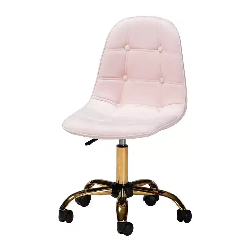 Chaise de bureau pivotante Baxton Studio Kabira contemporaine, glamour et luxueuse en tissu velours et métal