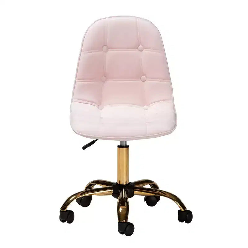 Chaise de bureau pivotante Baxton Studio Kabira contemporaine, glamour et luxueuse en tissu velours et métal