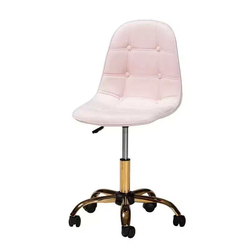 Chaise de bureau pivotante Baxton Studio Kabira contemporaine, glamour et luxueuse en tissu velours et métal