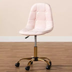 Chaise de bureau pivotante Baxton Studio Kabira contemporaine, glamour et luxueuse en tissu velours et métal