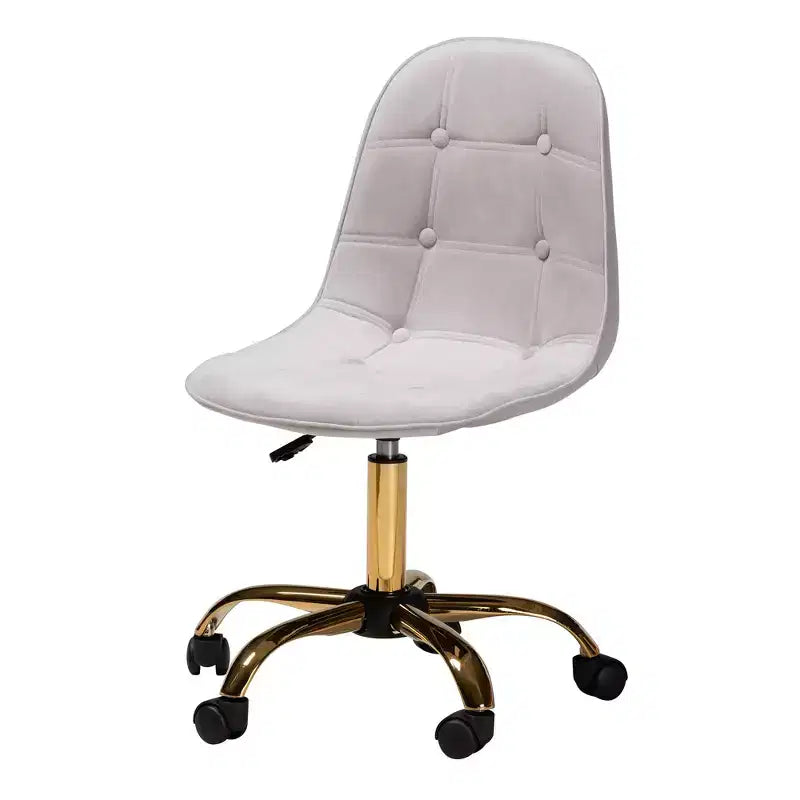 Chaise de bureau pivotante Baxton Studio Kabira contemporaine, glamour et luxueuse en tissu velours et métal