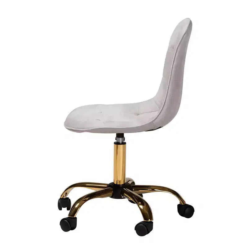 Chaise de bureau pivotante Baxton Studio Kabira contemporaine, glamour et luxueuse en tissu velours et métal