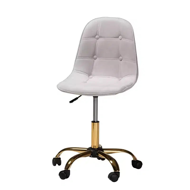 Chaise de bureau pivotante Baxton Studio Kabira contemporaine, glamour et luxueuse en tissu velours et métal