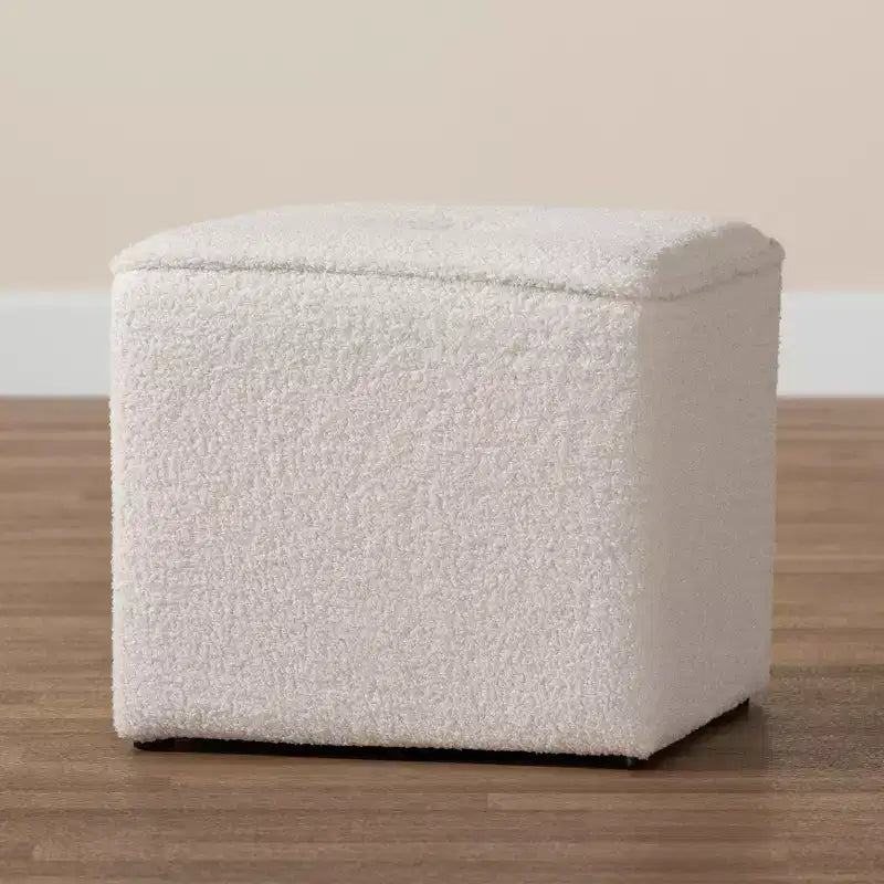 Baxton Studio Isaiah Ottoman moderne et contemporain rembourré en bouclé ivoire