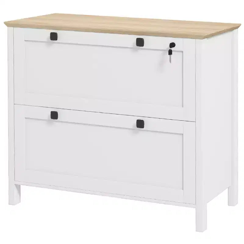 HOMCOM Classeur 2 tiroirs avec serrure, classeur latéral avec clés et barre de suspension réglable pour documents format lettre, A4 et légal