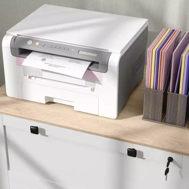 HOMCOM Classeur 2 tiroirs avec serrure, classeur latéral avec clés et barre de suspension réglable pour documents format lettre, A4 et légal