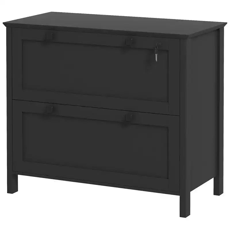 HOMCOM Classeur 2 tiroirs avec serrure, classeur latéral avec clés et barre de suspension réglable pour documents format lettre, A4 et légal