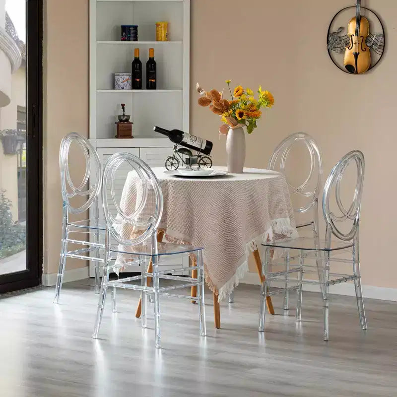 Chaise de salle à manger Phoenix moderne en acrylique Fabulaxe, chaise de fête transparente empilable, chaise en acrylique cristal transparent pour événements et mariages