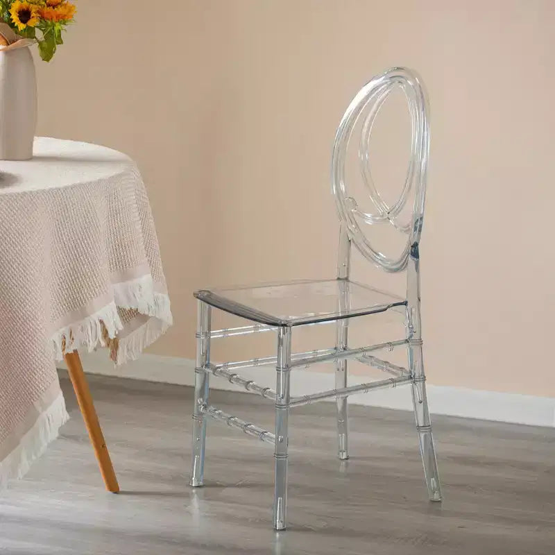 Chaise de salle à manger Phoenix moderne en acrylique Fabulaxe, chaise de fête transparente empilable, chaise en acrylique cristal transparent pour événements et mariages