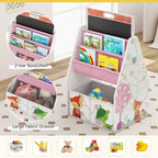 Costway Ensemble Table et Chaises pour Enfants avec Tableau Double Face Magnétique Rotatif (Ardoise et Tableau Blanc) Gris/Blanc