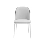 LeisureMod Tule Chaise de Salle à Manger Moderne avec Assise en Cuir PU, Velours ou Daim et Cadre en Acier Blanc - Cuisine, Salle à Manger, Maison, Café, Sièges