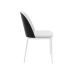 LeisureMod Tule Chaise de Salle à Manger Moderne avec Assise en Cuir PU, Velours ou Daim et Cadre en Acier Blanc - Cuisine, Salle à Manger, Maison, Café, Sièges