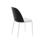 LeisureMod Tule Chaise de Salle à Manger Moderne avec Assise en Cuir PU, Velours ou Daim et Cadre en Acier Blanc - Cuisine, Salle à Manger, Maison, Café, Sièges