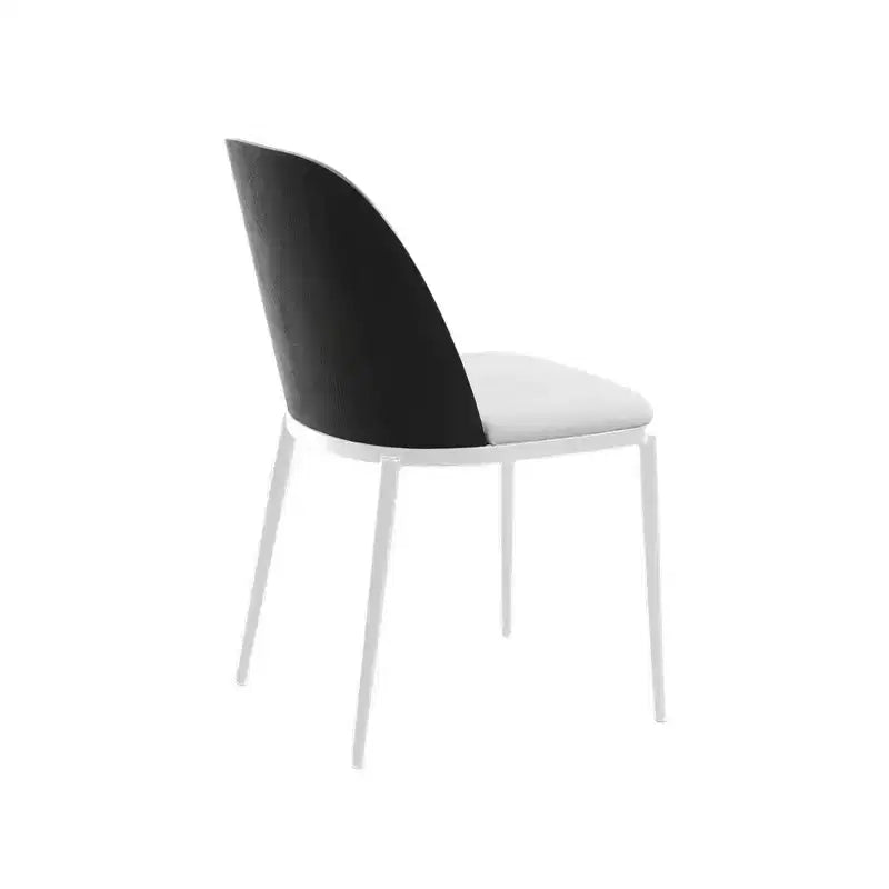 LeisureMod Tule Chaise de Salle à Manger Moderne avec Assise en Cuir PU, Velours ou Daim et Cadre en Acier Blanc - Cuisine, Salle à Manger, Maison, Café, Sièges