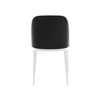 LeisureMod Tule Chaise de Salle à Manger Moderne avec Assise en Cuir PU, Velours ou Daim et Cadre en Acier Blanc - Cuisine, Salle à Manger, Maison, Café, Sièges