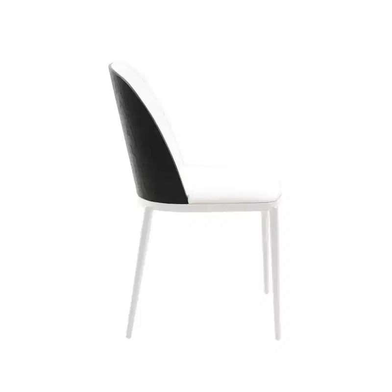 LeisureMod Tule Chaise de Salle à Manger Moderne avec Assise en Cuir PU, Velours ou Daim et Cadre en Acier Blanc - Cuisine, Salle à Manger, Maison, Café, Sièges