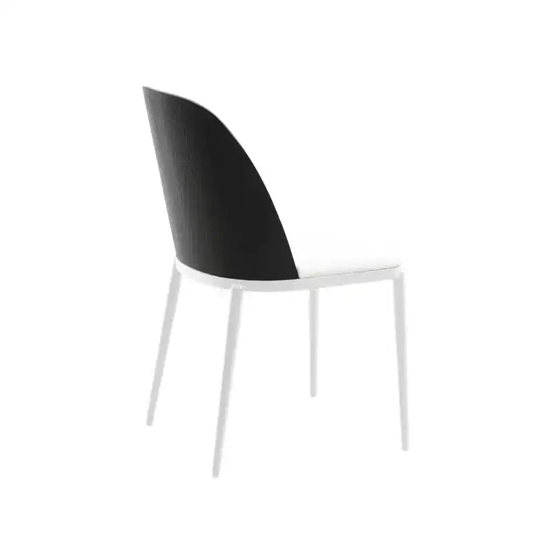LeisureMod Tule Chaise de Salle à Manger Moderne avec Assise en Cuir PU, Velours ou Daim et Cadre en Acier Blanc - Cuisine, Salle à Manger, Maison, Café, Sièges