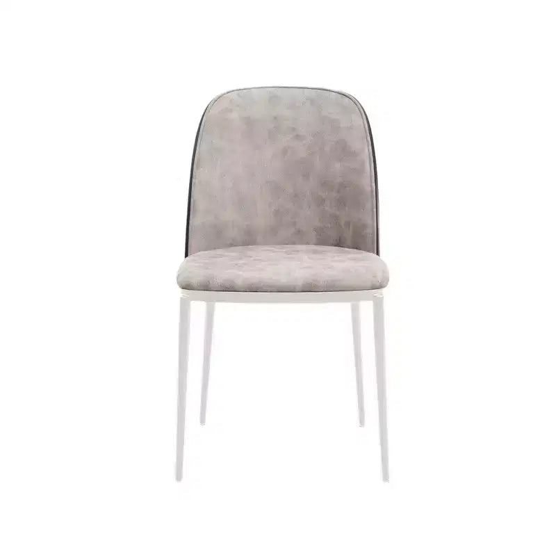 LeisureMod Tule Chaise de Salle à Manger Moderne avec Assise en Cuir PU, Velours ou Daim et Cadre en Acier Blanc - Cuisine, Salle à Manger, Maison, Café, Sièges