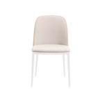 LeisureMod Tule Chaise de Salle à Manger Moderne avec Assise en Cuir PU, Velours ou Daim et Cadre en Acier Blanc - Cuisine, Salle à Manger, Maison, Café, Sièges
