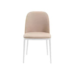 LeisureMod Tule Chaise de Salle à Manger Moderne avec Assise en Cuir PU, Velours ou Daim et Cadre en Acier Blanc - Cuisine, Salle à Manger, Maison, Café, Sièges