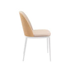 LeisureMod Tule Chaise de Salle à Manger Moderne avec Assise en Cuir PU, Velours ou Daim et Cadre en Acier Blanc - Cuisine, Salle à Manger, Maison, Café, Sièges