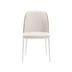 LeisureMod Tule Chaise de Salle à Manger Moderne avec Assise en Cuir PU, Velours ou Daim et Cadre en Acier Blanc - Cuisine, Salle à Manger, Maison, Café, Sièges