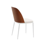 LeisureMod Tule Chaise de Salle à Manger Moderne avec Assise en Cuir PU, Velours ou Daim et Cadre en Acier Blanc - Cuisine, Salle à Manger, Maison, Café, Sièges