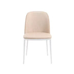 LeisureMod Tule Chaise de Salle à Manger Moderne avec Assise en Cuir PU, Velours ou Daim et Cadre en Acier Blanc - Cuisine, Salle à Manger, Maison, Café, Sièges