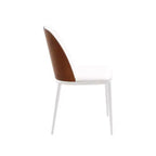 LeisureMod Tule Chaise de Salle à Manger Moderne avec Assise en Cuir PU, Velours ou Daim et Cadre en Acier Blanc - Cuisine, Salle à Manger, Maison, Café, Sièges