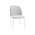 LeisureMod Tule Chaise de Salle à Manger Moderne avec Assise en Cuir PU, Velours ou Daim et Cadre en Acier Blanc - Cuisine, Salle à Manger, Maison, Café, Sièges