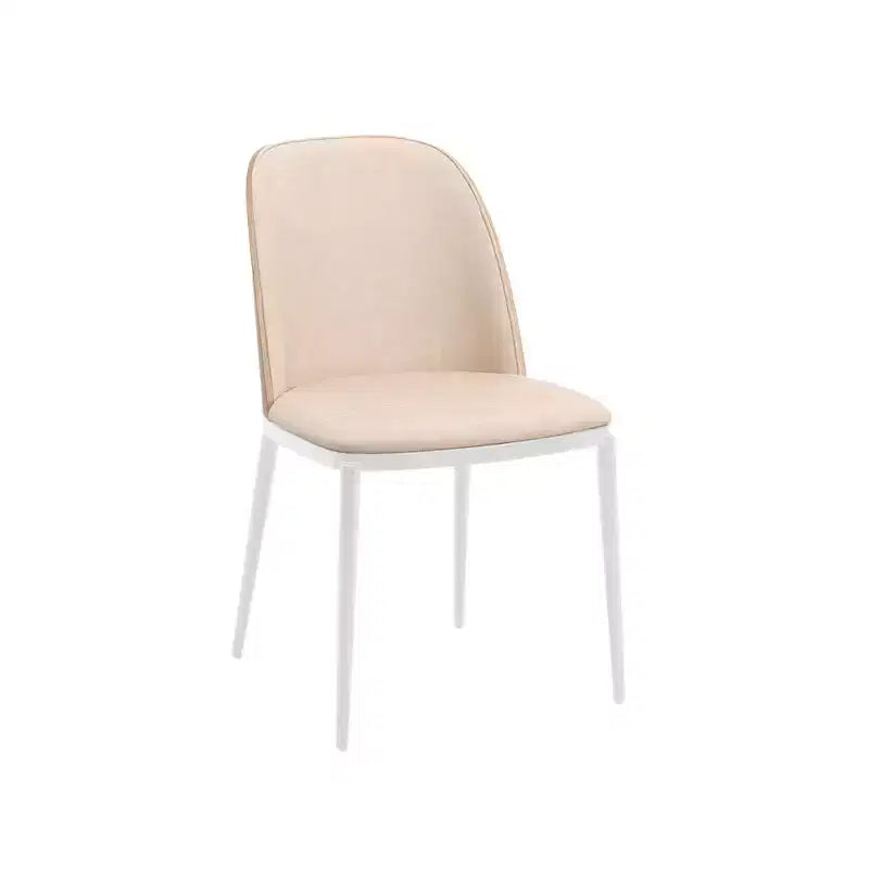 LeisureMod Tule Chaise de Salle à Manger Moderne avec Assise en Cuir PU, Velours ou Daim et Cadre en Acier Blanc - Cuisine, Salle à Manger, Maison, Café, Sièges