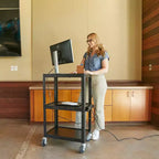 Chariot multimédia mobile ECR4Kids pour équipement audiovisuel, Chariot technologique, Noir
