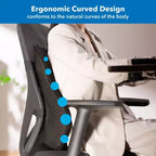 Mount-It! Coussin de soutien lombaire, Collection Ergo, soutien dorsal complet pour chaise de bureau et chaise gaming, remplissage en mousse à mémoire de forme, soulage les douleurs dorsales, améliore la posture