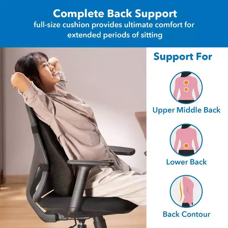 Mount-It! Coussin de soutien lombaire, Collection Ergo, soutien dorsal complet pour chaise de bureau et chaise gaming, remplissage en mousse à mémoire de forme, soulage les douleurs dorsales, améliore la posture