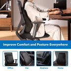 Mount-It! Coussin de soutien lombaire, Collection Ergo, soutien dorsal complet pour chaise de bureau et chaise gaming, remplissage en mousse à mémoire de forme, soulage les douleurs dorsales, améliore la posture